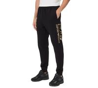 EA7 Emporio Armani Logo Series Pantaloni Jogger in Cotone, Nero con Logo Oro, Pantaloni sportivi, nero/oro, XL