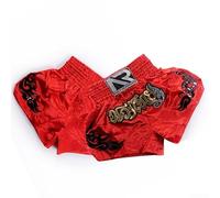 Pantaloncini da kickboxing in fibra mista, accessori essenziali per la pratica di MMA e Muay Thai, Rosso, XL