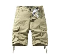 Pantaloncini da lavoro casual a cinque punte da uomo in cotone estivo, 3218 Cachi, L