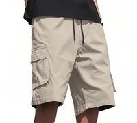 Pantaloncini da lavoro da uomo con molte tasche, pantaloncini da escursionismo con elastico in vita, vita alta, per attività all'aperto, gamba dritta, estivi, bermuda, casual, sport, tempo libero