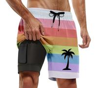 Pantaloncini da Mare Uomo Corti Costume Mare Uomo Pantaloncino Stampa Orme di Animali sulla Sabbia Pantaloncini Costume Uomo Naturale E Avventuroso(Orange, XL)