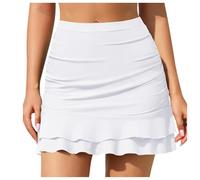 Pantaloncini da nuoto da donna a vita alta, pantaloni sportivi con gonna a balze, pantaloni da nuoto triangolari, per spiaggia e piscina del Regno Unito (bianco, S)
