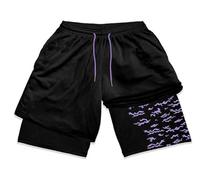 Pantaloncini da Palestra Anime 2 in 1 Pantaloncini da Corsa grafici 2 in 1 Pantaloncini Sportivi ad Asciugatura Rapida con Fodera(Style 1,5XL)