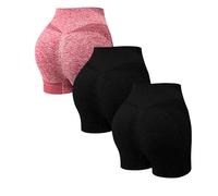 Pantaloncini da palestra da donna con scrunch, pantaloncini sportivi da donna, set da 2 pezzi, pantaloni corti da ciclismo, a vita alta, yoga, fitness, lifting, allenamento addominale, pantaloncini