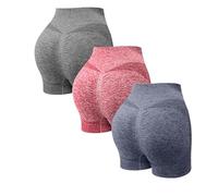 Pantaloncini da palestra da donna, confezione da 3 pantaloncini modellanti da donna, per controllo della pancia, a vita alta, da yoga, corti, leggeri, da corsa, senza cuciture, comodi e di controllo