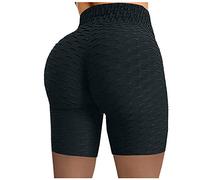 Pantaloncini da palestra per le donne Bubble Increspato Booty Shorts Vita Alta Ciclismo Breve Controllo della pancia Tinta unita A nido d'ape Biker Yoga Shorts Leggero Scrunch Bum Shorts Quick-Dry