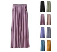 Pantaloncini da pigiama da donna a vestibilità sciolta, pantaloni da donna casual a gamba larga con tasche, pantaloni da pigiama lunghi, pantaloni da lounge traspiranti e comodi, pantaloni da dormire