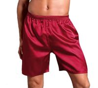 Pantaloncini da pigiama da uomo in raso di seta per una comoda biancheria da notte e ore di relax a casa, pantaloni da notte traspiranti con elastico in vita in diversi (3XL fucsia)