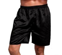 Pantaloncini da pigiama da uomo in raso di seta per una comoda biancheria da notte e ore di relax a casa, pantaloni da notte traspiranti con elastico in vita in diversi (3XL, nero)