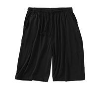 Pantaloncini da pigiama da uomo, pantaloncini chino taglie forti, comodi, traspiranti, morbidi, elastici in vita, con coulisse, leggeri, ad asciugatura rapida, da spiaggia, per uscire, Nero , 6XL