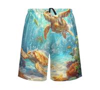 Pantaloncini da pigiama da uomo, pantaloni da pigiama da uomo, pigiama, pantaloncini da notte, S due tartarughe marine, Due tartarughe marine, M