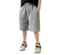 Pantaloncini da ragazzo al ginocchio atletici, pantaloncini estivi in cotone per bambini, bermuda elasticizzati in vita, pantaloni sportivi casual, per basket, pantaloni larghi morbidi, joggers in