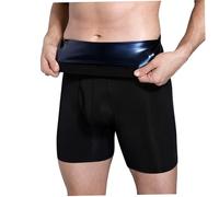 Pantaloncini da sauna da uomo, pantaloni da sauna elastici in poliestere da uomo con pellicola ad accumulo di calore in PU, pantaloncini a compressione rapida del sudore a vita alta per corsa, ciclis