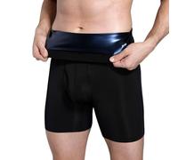 Pantaloncini da sauna da uomo, pantaloni da sauna elastici in poliestere da uomo con pellicola ad accumulo di calore in PU, pantaloncini a compressione rapida del sudore a vita alta per corsa, ciclis