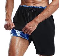 Pantaloncini da sauna da uomo, pantaloni della tuta con coulisse, intrappolano il calore, pantaloncini da sauna per uomo, allenamento, palestra, esercizio, Blu, XXX-Large