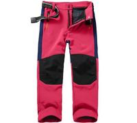 Pantaloncini da sci Softshell per bambini, imbottiti, termici, invernali, da escursionismo, da esterno, da neve, cargo, caldi, da tempo libero, Colore: rosso, 12-13 Anni