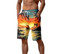 Pantaloncini da Spiaggia con Stampa Estiva, Pantaloncini da Spiaggia con Grafica a Forma di Palma for Uomo, Costume da Bagno alla Moda per Nuoto, Surf(Mix Color 07,4XL)