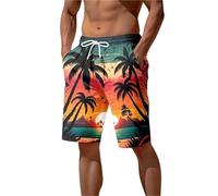Pantaloncini da Spiaggia con Stampa Estiva, Pantaloncini da Spiaggia con Grafica a Forma di Palma for Uomo, Costume da Bagno alla Moda per Nuoto, Surf(Mix Color 05,L)