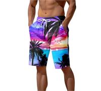 Pantaloncini da Spiaggia con Stampa Estiva, Pantaloncini da Spiaggia con Grafica a Forma di Palma for Uomo, Costume da Bagno alla Moda per Nuoto, Surf(Mix Color 01,XXS)