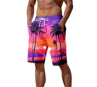 Pantaloncini da Spiaggia con Stampa Estiva, Pantaloncini da Spiaggia con Grafica a Forma di Palma for Uomo, Costume da Bagno alla Moda per Nuoto, Surf(Mix Color 03,4XL)