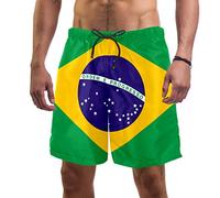 Pantaloncini da spiaggia da uomo, con bandiera del Brasile, costume da bagno elastico da uomo, L, Multi, M
