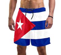 Pantaloncini da spiaggia da uomo, con bandiera di Cuba, costume da bagno elastico da uomo, L, Multi, M