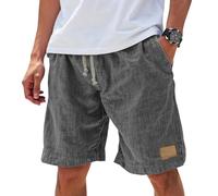 Pantaloncini da Spiaggia da Uomo con Elastico in Vita e Coulisse, Modello Ampio, Ideali per Vacanze al Mare o per Un Look Casual Estivo, Colore Grigio, Taglia 3XL.