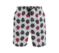Pantaloncini da spiaggia da uomo con rose rosse e nere foderate in rete, Rose Rosse Nere, XL