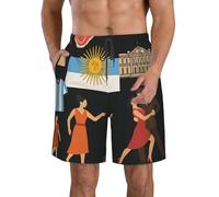 Pantaloncini da spiaggia da uomo con stampa cult argentina, leggeri, comodi, estivi, casual, vacanze, bianco, L