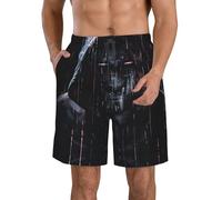 Pantaloncini da spiaggia da uomo con stampa Hacker Era Summer Golf Casual Athletic Pantaloncini da bagno per camminare, correre, surf, bianco, S