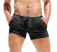 Pantaloncini da spiaggia da uomo con tasche, pantaloncini casual da uomo, morbidi e leggeri, in spugna, con coulisse regolabile, vestibilità aderente, comodi pantaloni estivi da indossare tutti i