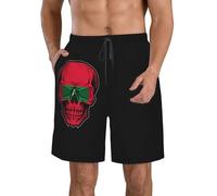 Pantaloncini da spiaggia da uomo con teschio, bandiera delle Maldive e moti