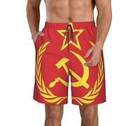 Pantaloncini da Spiaggia da Uomo Hammer Falce Wreath Bandiera Sovietica Costume da Bagno Pantaloncini da Allenamento alla Moda