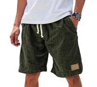 Pantaloncini da Spiaggia da Uomo, Modello Ampio, con Elastico in Vita e Coulisse, Ideali per L'Estate, Colore Verde Militare, Taglia 4XL.