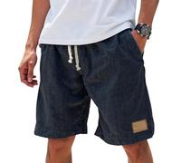 Pantaloncini da Spiaggia da Uomo, Modello Ampio, con Elastico in Vita e Coulisse, Ideali per L'Estate, Colore Blu Navy, Taglia 4XL.