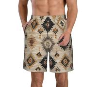 Pantaloncini da Spiaggia Southwestern Native American West Vintage Beige Elastica Boxer Mare Uomo con Taschino Boxer Mare per Spiaggia Piscina Estivo 3XL