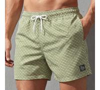 Pantaloncini da spiaggia uomo con laccetti e stampa geometrica su tutto il capo, adatti per vacanze estive in spiaggia, stile hawaiano L,M,S,XL,XXLTessuto