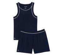 Pantaloncini da tennis da donna Lacoste Ribbed Cotton Pyjama Set - Blu (M)