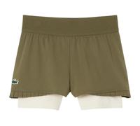 Pantaloncini da tennis da donna Lacoste Ultra Dry Lined - khaki green/white - Verde (XS)