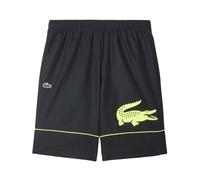 Pantaloncini da tennis da uomo Lacoste Printed Diamond Taffeta - black/flashy yellow - Nero (XL)