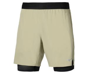 Pantaloncini da tennis da uomo Mizuno Core 7.5 in 2in1 - elm - Beige (XL)