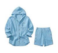 Pantaloncini da uomo 2026 con camicia a maniche lunghe e pantaloncini, casual per l'uso quotidiano, occasioni speciali, rilassati per tutta la stagione, stile pratico per tutti i giorni, styling, blu