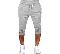 Pantaloncini da uomo 3/4 Jogger Capri Casual Sport Pantaloni estivi allentati-palestra Running Pantaloni da allenamento Elastico in vita sotto il ginocchio Pantaloncini con tasca Coulisse Elastico in