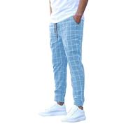 Pantaloncini da uomo a quadri | Pantaloni casual in lino e cotone con coulisse | Pantaloni elasticizzati a vita stretta con lacci per uomo | Pantaloni eleganti per ufficio estivi | Pantaloni classici
