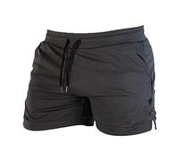Pantaloncini da uomo casual per bodybuilding, palestra, allenamento e allenamento, ad asciugatura rapida, leggeri, pantaloncini corti per fitness (grigio scuro, XXL)