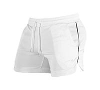 Pantaloncini da uomo casual per bodybuilding, palestra, allenamento e allenamento, ad asciugatura rapida, leggeri, pantaloncini corti per fitness (bianco, XXL)