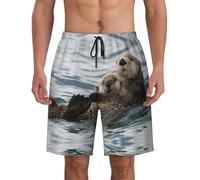 Pantaloncini da uomo con stampa di animali che nuotano nell'oceano, ad asciugatura rapida, atletici, estivi, da spiaggia, piscina, leggeri, traspiranti, Nero , 3XL