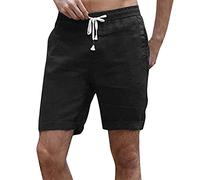 Pantaloncini da uomo in cotone e lino con coulisse in vita elasticizzata pantaloncini casual vestibilità regolare tinta unita pantaloncini slim da uomo estivi surf pallavolo sport nuoto pantaloni da