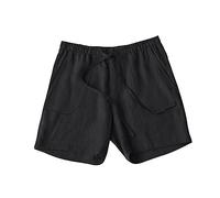 Pantaloncini da uomo in cotone e lino con tasche a gamba larga casual con coulisse pantaloncini da jogging taglie forti pantaloni corti elasticizzati per vacanze estive da spiaggia, Nero , 5XL