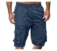 Pantaloncini Da Uomo In Cotone, Pantaloncini Cargo Da Uomo Con Cerniera E Bottone, Tasche Multiple, Tinta Unita, Leggeri, Traspiranti, Pantaloncini Da Trekking, Pantaloncini Sportivi(Dark blue,XL)